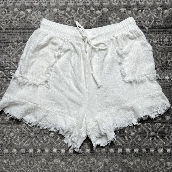 GiGio Plus Crinkle Distressed Pull On Shorts Size XL White Lined Drawstring - Picture 1 of 11